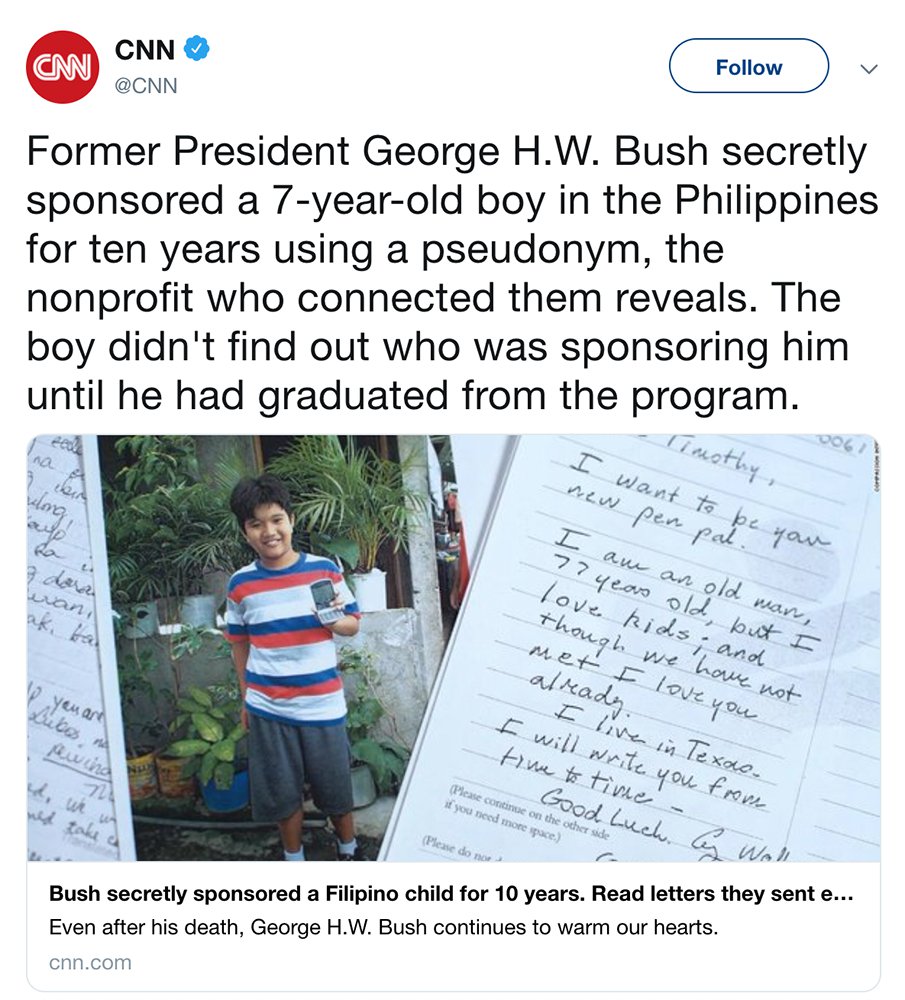 President George H.W. Bush a Compassion International sponsor.