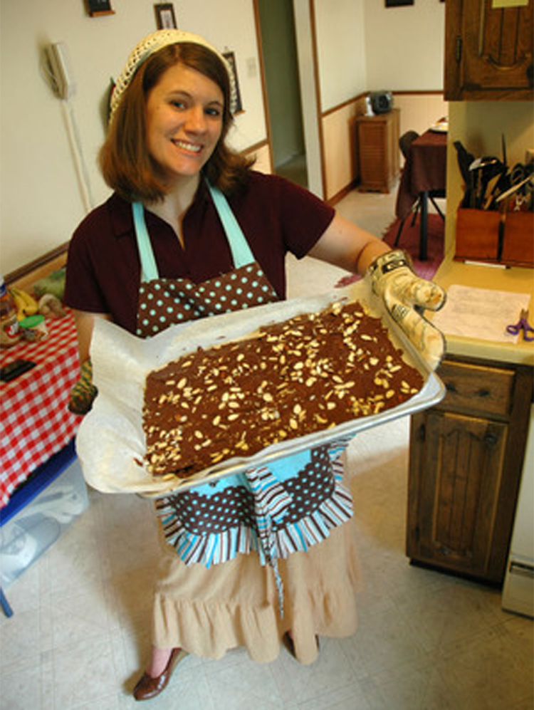 Rachel Held Evans baking.
